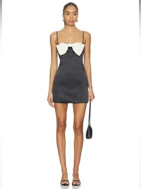 NWT! MAJORELLE x Christina Elezaj Poema Mini Dress in Black & White